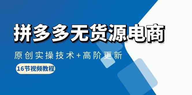 拼多多无货源电商，原创实操技术+高阶更新（16节视频教程）-网创资源库