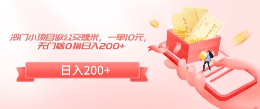 冷门小项目做公交赚米，一单10元，无门槛0撸日入200+【揭秘】-网创资源库