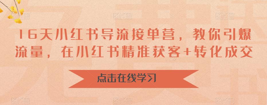 16天-小红书 导流接单营，教你引爆流量，在小红书精准获客+转化成交-网创资源库