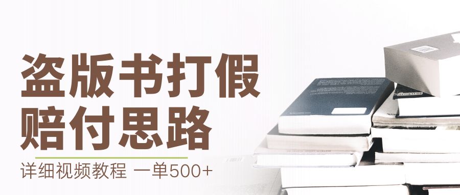 最新盗版书赔付打假项目，一单利润500+【详细玩法视频教程】-网创资源库