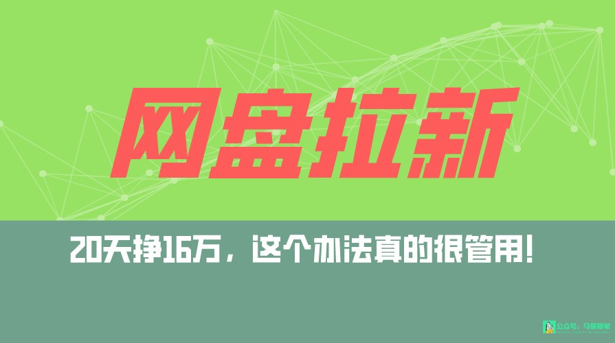 网盘拉新+私域全自动玩法，0粉起号，小白可做，当天见收益，已测单日破5000-网创资源库