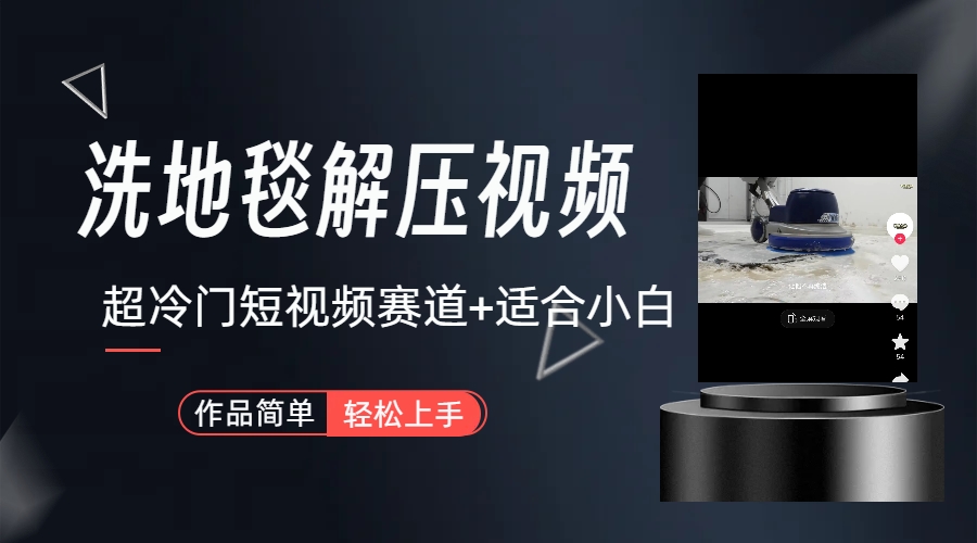 超冷门抖音短视频赛道-清洗地毯解压视频-简单无脑怼作品（教程+素材）-网创资源库