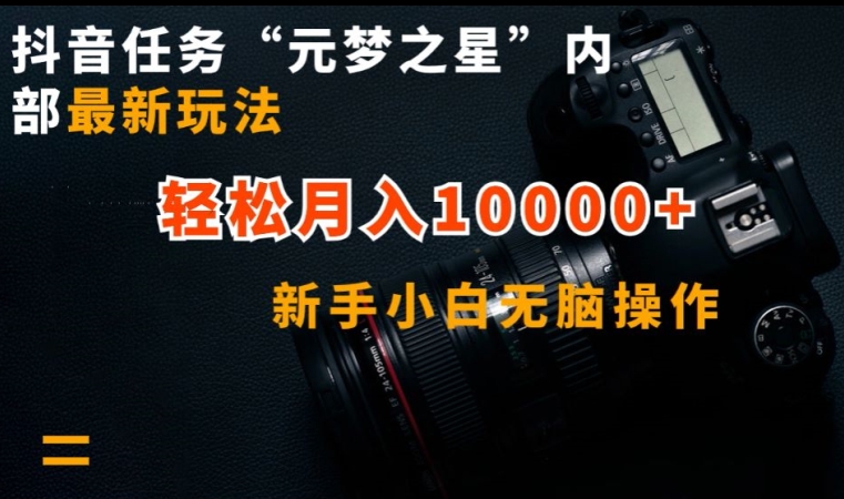 抖音任务“元梦之星”内部最新玩法，新手小白无脑操作，轻松月入10000+-网创资源库