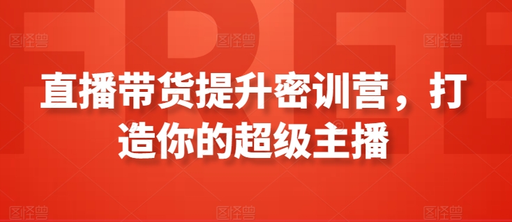 直播带货提升密训营，打造你的超级主播-网创资源库