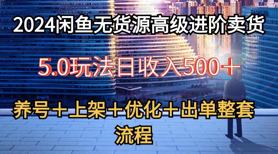 2024闲鱼无货源高级进阶卖货5.0，养号＋选品＋上架＋优化＋出单整套流程-网创资源库