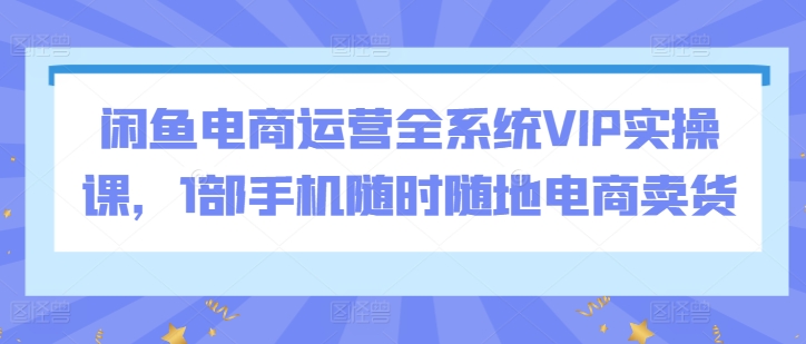 闲鱼电商运营全系统VIP实操课，1部手机随时随地电商卖货-网创资源库