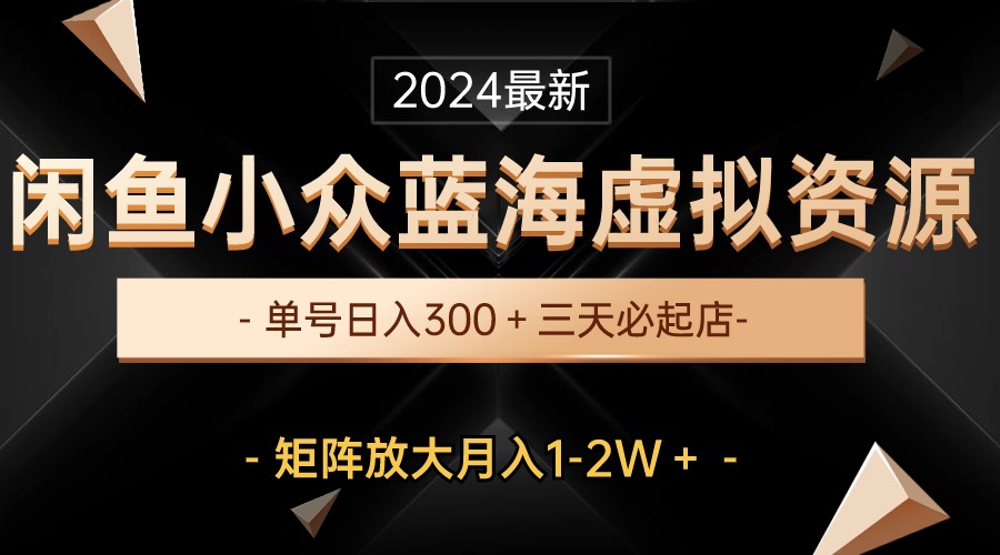 （10336期）最新闲鱼小众蓝海虚拟资源，单号日入300＋，三天必起店，矩阵放大月入1-2W-网创资源库