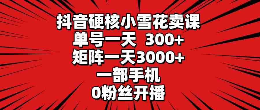 （9551期）抖音硬核小雪花卖课，单号一天300+，矩阵一天3000+，一部手机0粉丝开播-网创资源库