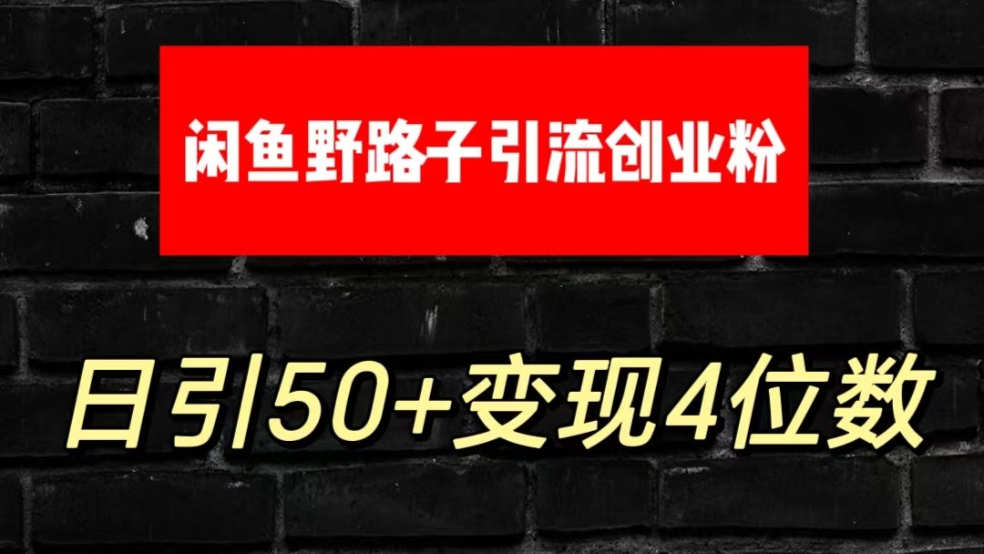 大眼闲鱼野路子引流创业粉，日引50+单日变现四位数-网创资源库