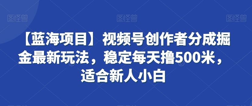 视频号创作者分成掘金最新玩法，稳定每天撸500米，适合新人小白-网创资源库