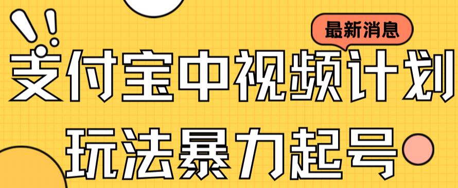 支付宝中视频玩法暴力起号影视起号有播放即可获得收益（带素材）-网创资源库