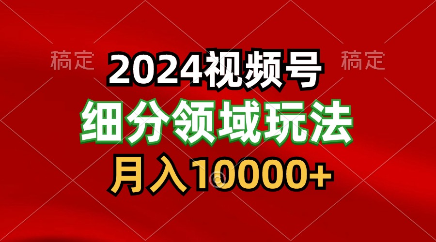2024视频号分成计划细分领域玩法，每天5分钟，月入1W+-网创资源库