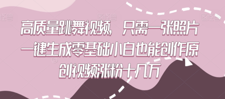 高质量跳舞视频，只需一张照片一键生成零基础小白也能创作原创视频涨粉十几万-网创资源库