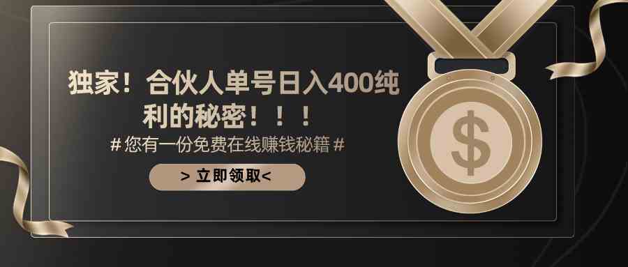 （10028期）合伙人广告撸金最新玩法，每天单号400纯利-网创资源库