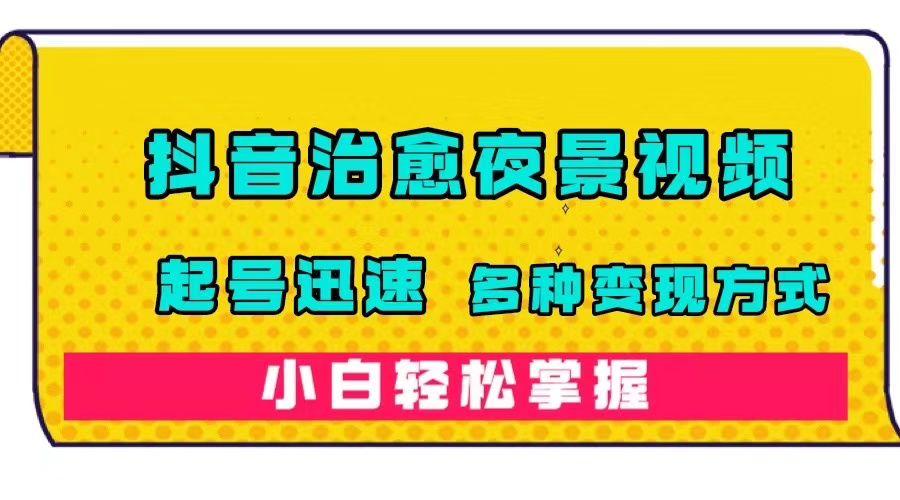 抖音治愈系夜景视频，起号迅速，多种变现方式，小白轻松掌握（附120G素材）-网创资源库