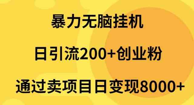 （9788期）暴力无脑挂机日引流200+创业粉通过卖项目日变现2000+-网创资源库