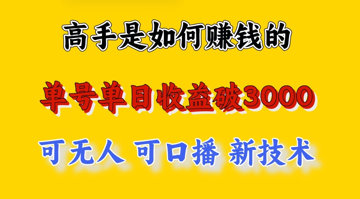 高手是如何赚钱的，一天收益至少3000+以上，小白当天就能够上手，这是穷人翻盘的一…-网创资源库