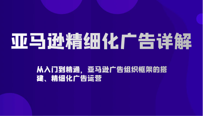 亚马逊精细化广告详解-从入门到精通，亚马逊广告组织框架的搭建、精细化广告运营-网创资源库