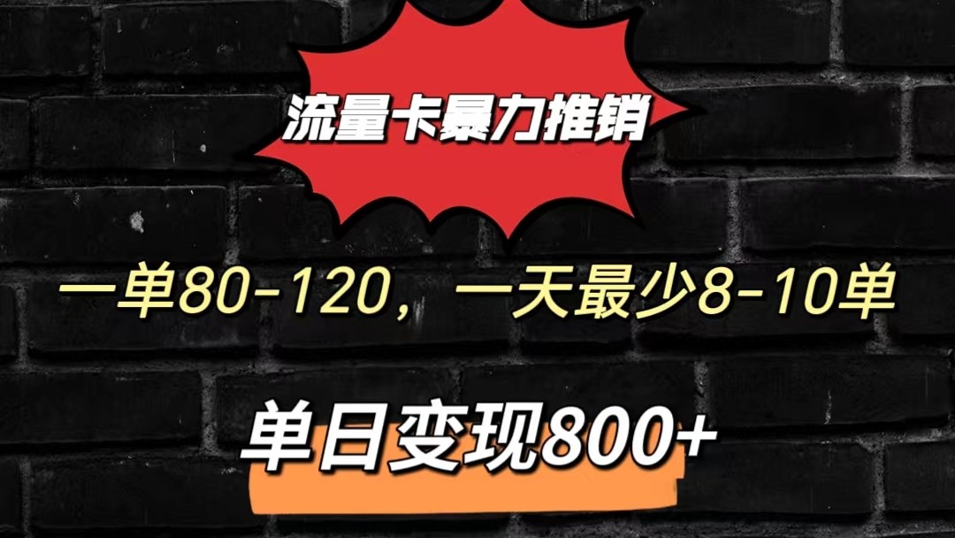 流量卡暴力推销模式一单80-170元一天至少10单，单日变现800元-网创资源库