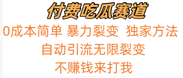 吃瓜付费赛道，暴力无限裂变，0成本，实测日入700+！！！-网创资源库