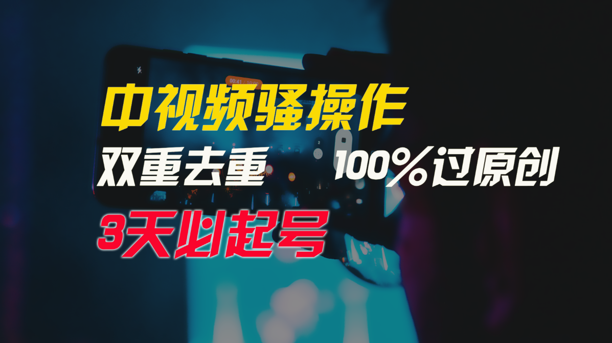 中视频骚操作，双重去重100%过原创，3天比必起号，简单无脑，月入3W+-网创资源库