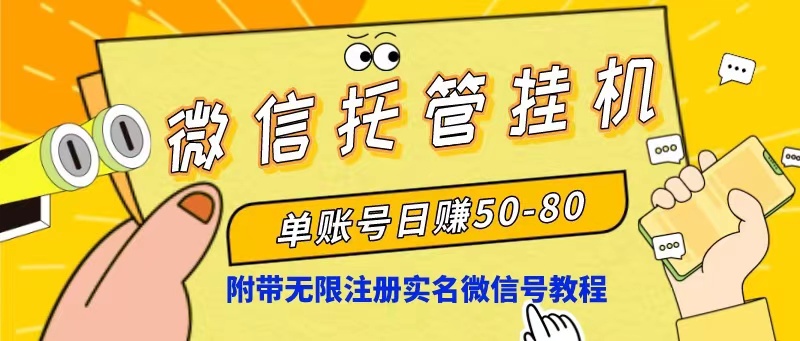 （10217期）微信托管挂机，单号日赚50-80，项目操作简单（附无限注册实名微信号教程）-网创资源库