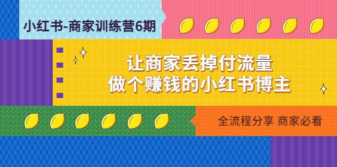 小红书-商家训练营12期：让商家丢掉付流量，做个赚钱的小红书博主-网创资源库