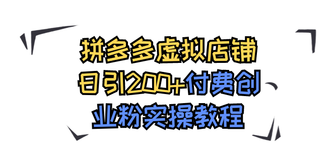 拼多多虚拟店铺日引200+付费创业粉实操教程-网创资源库