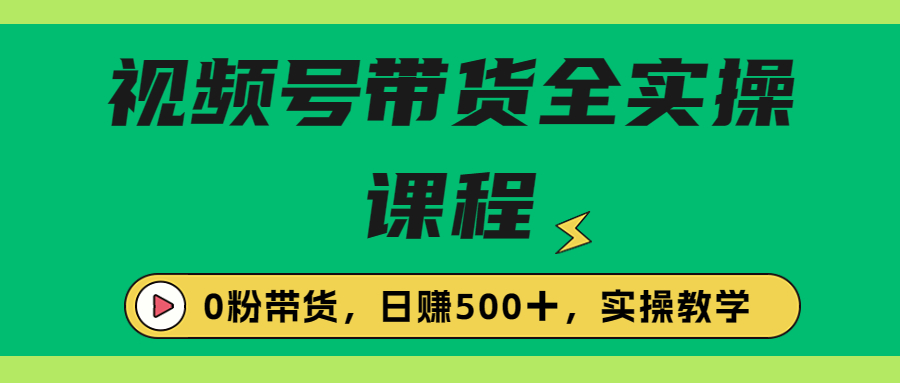 收费1980的视频号带货保姆级全实操教程，0粉带货-网创资源库