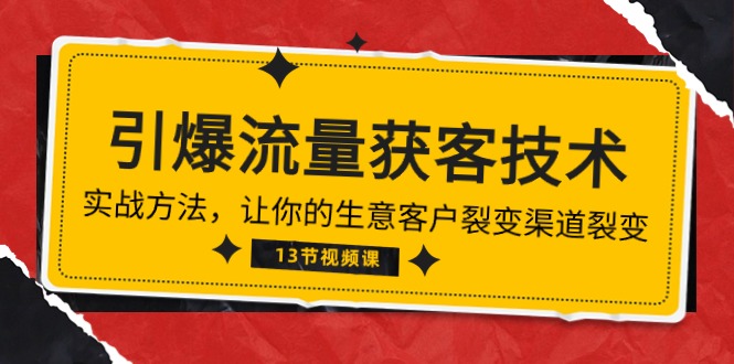 （10276期）《引爆流量 获客技术》实战方法，让你的生意客户裂变渠道裂变（13节）-网创资源库