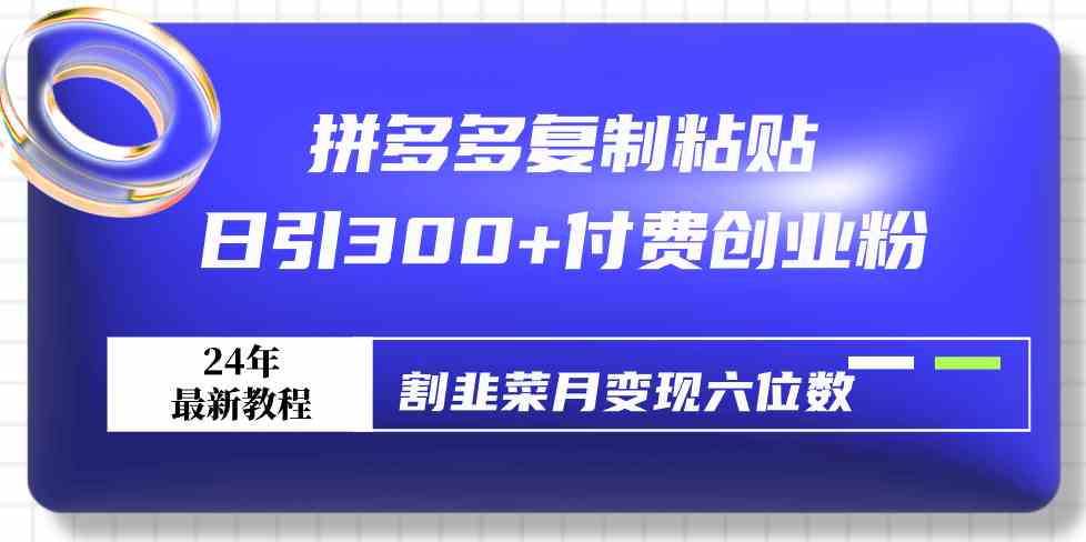 （9129期）拼多多复制粘贴日引300+付费创业粉，割韭菜月变现六位数最新教程！-网创资源库