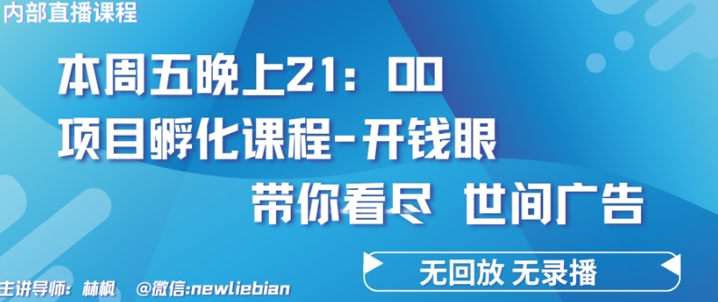 4.26日内部回放课程《项目孵化-开钱眼》赚钱的底层逻辑-网创资源库