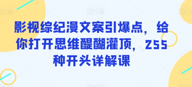 影视综纪漫文案引爆点，给你打开思维醍醐灌顶，255种开头详解课-网创资源库