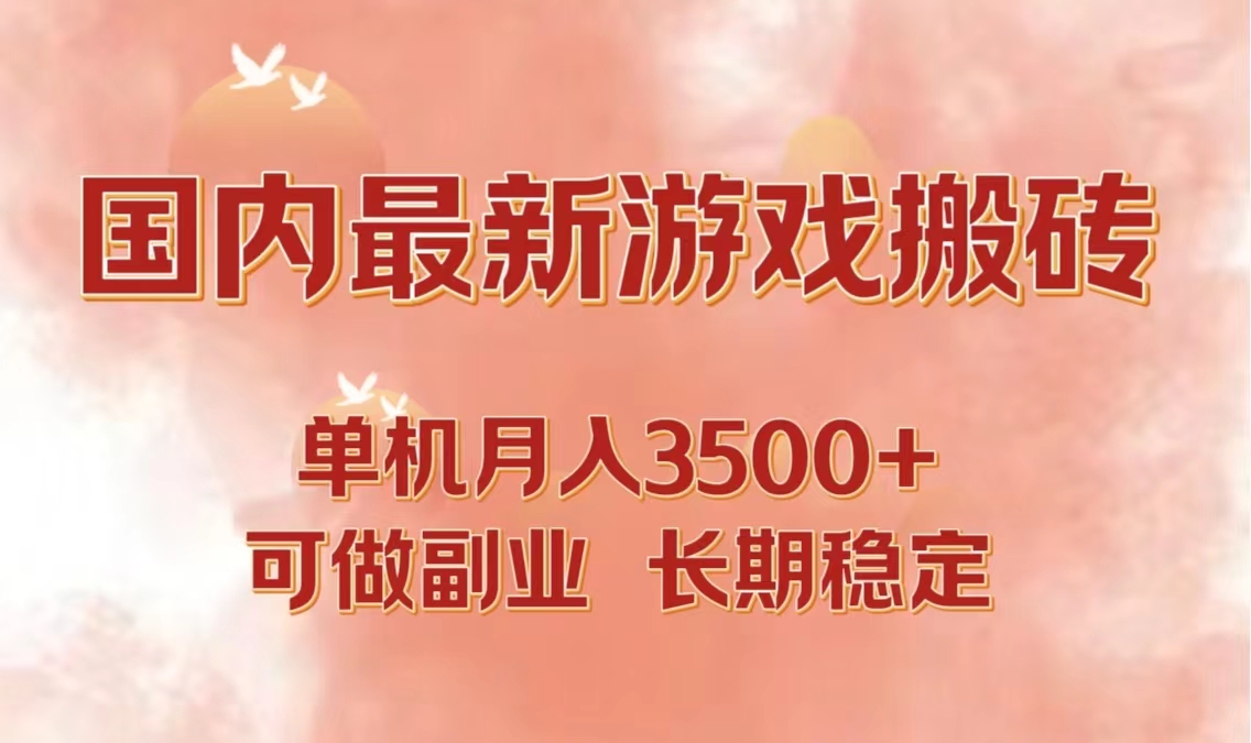 国内最新游戏打金搬砖，单机月入3500+可做副业 长期稳定-网创资源库