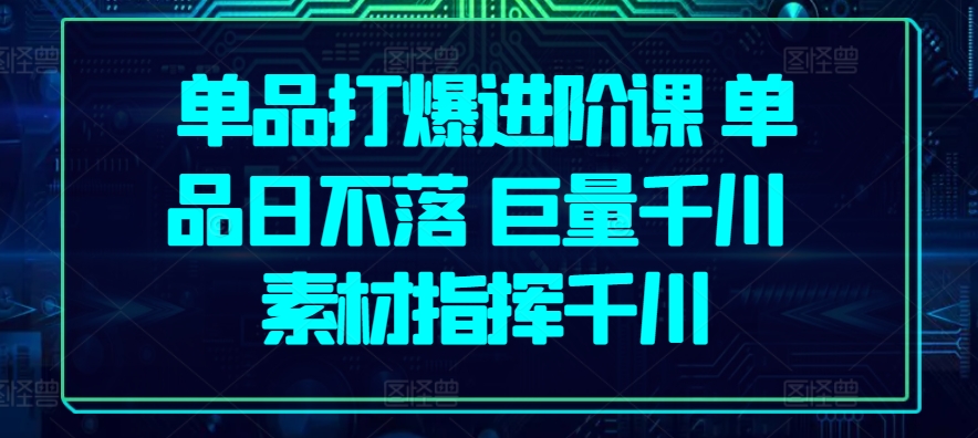 单品打爆进阶课 单品日不落 巨量千川 素材指挥千川-网创资源库