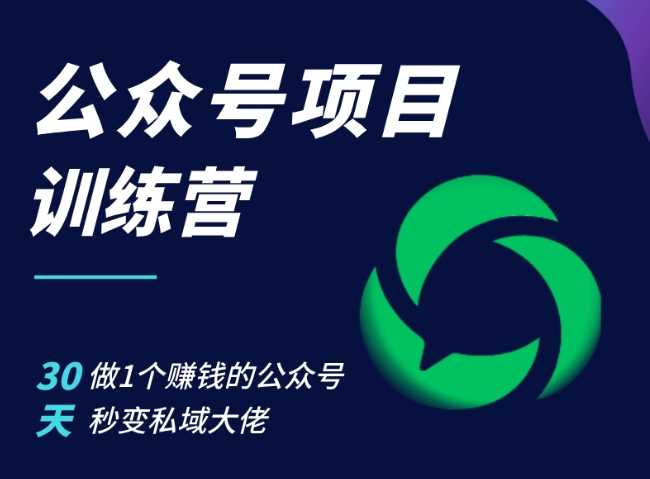 公众号项目训练营，30天做1个赚钱的公众号，秒变私域大佬-网创资源库