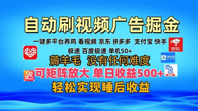 （13223期）多平台 自动看视频 广告掘金，当天变现，收益300+，可矩阵放大操作-网创资源库