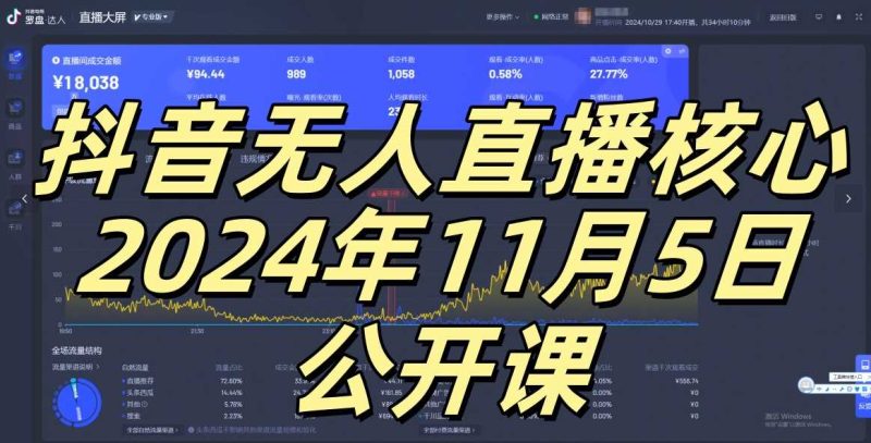 抖音无人直播核心公开课，咸鱼翻身小白可做带有睡后收入月入过万太简单【揭秘】-网创资源库