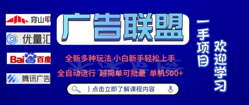 （13258期）广告联盟 全新多种玩法 单机500+  全自动运行  可批量运行-网创资源库
