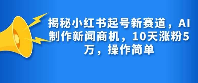 揭秘小红书起号新赛道，AI制作新闻商机，10天涨粉1万，操作简单-网创资源库