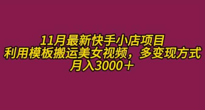 11月K总部落快手小店情趣男粉项目，利用模板搬运美女视频，多变现方式月入3000+-网创资源库