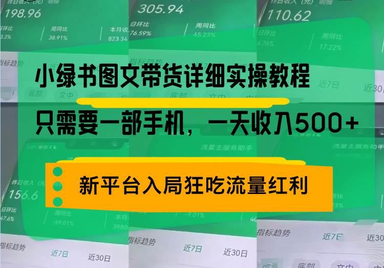 小绿书图文带货详细实操教程，只需要一部手机，一天收入500+，轻松变现-网创资源库