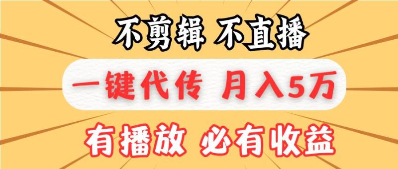 不剪辑不直播，一键代发，月入5万懒人必备，我出视频你来发-网创资源库