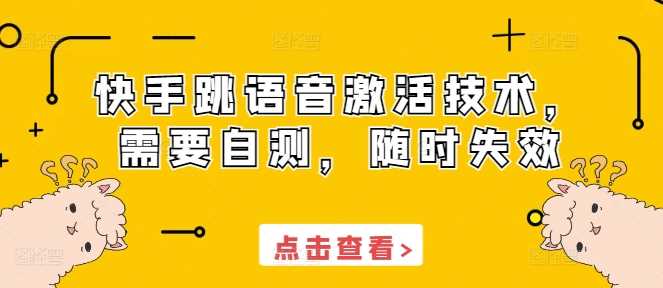 快手跳语音激活技术，需要自测，随时失效-网创资源库