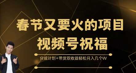 春节又要火的项目视频号祝福，分成计划+带货双收益，轻松月入几个W【揭秘】-网创资源库