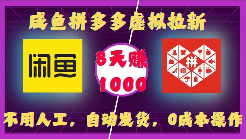 咸鱼拼多多虚拟拉新，不用人工，自动发货，0成本操作，8天收益1k-网创资源库