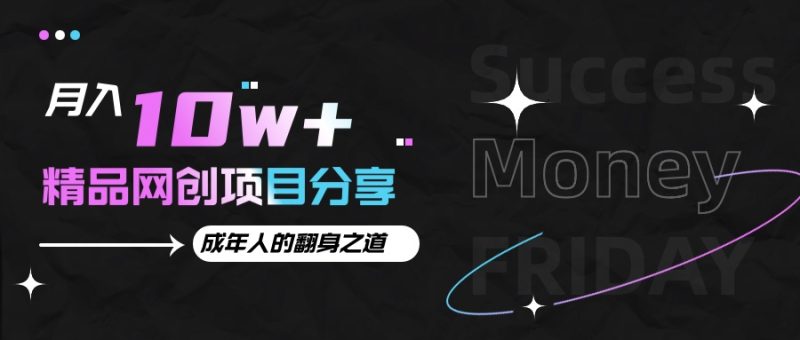 月入十万+的网创项目分享，成年人的最快翻身之道-网创资源库