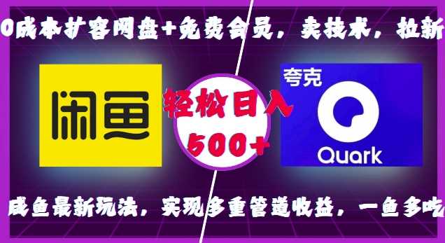0成本扩容网盘+免费会员，卖技术，拉新，咸鱼最新玩法，实现多重管道收益，一鱼多吃，轻松日入500+-网创资源库