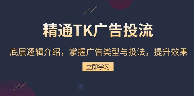 精通TK广告投流：底层逻辑介绍，掌握广告类型与投法，提升效果-网创资源库