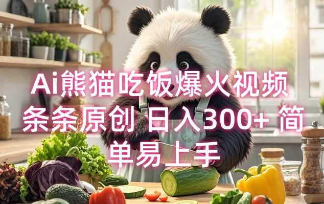 Ai熊猫吃饭爆火视频 条条原创 日入300+ 简单易上手-网创资源库